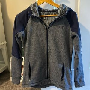 Navy Blue UA Under Armour Cold Gear Zip Up Jacket hoodie small
